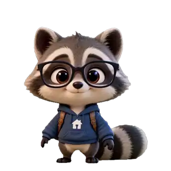 Kip, the raccoon guide, waving